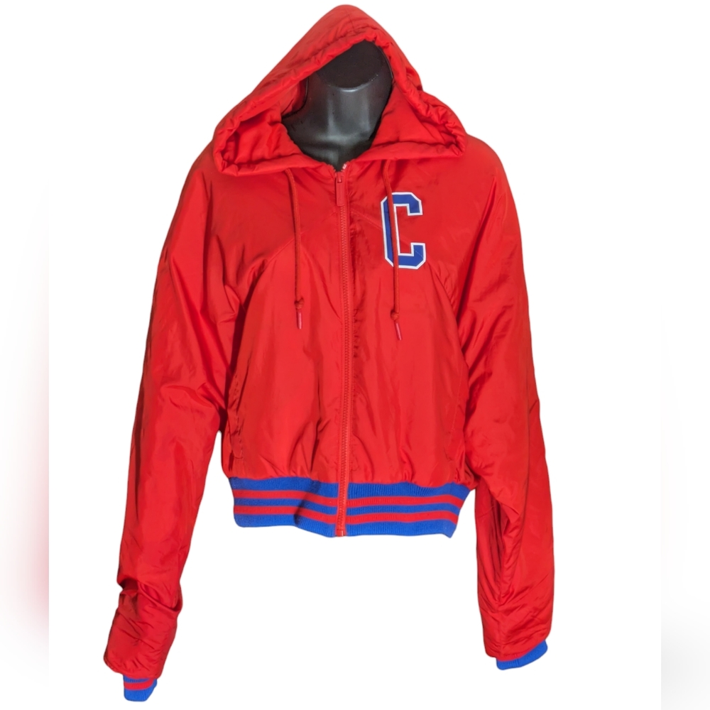Champion LIFE Size M Red Blue Cropped Fashion Jacket Women's